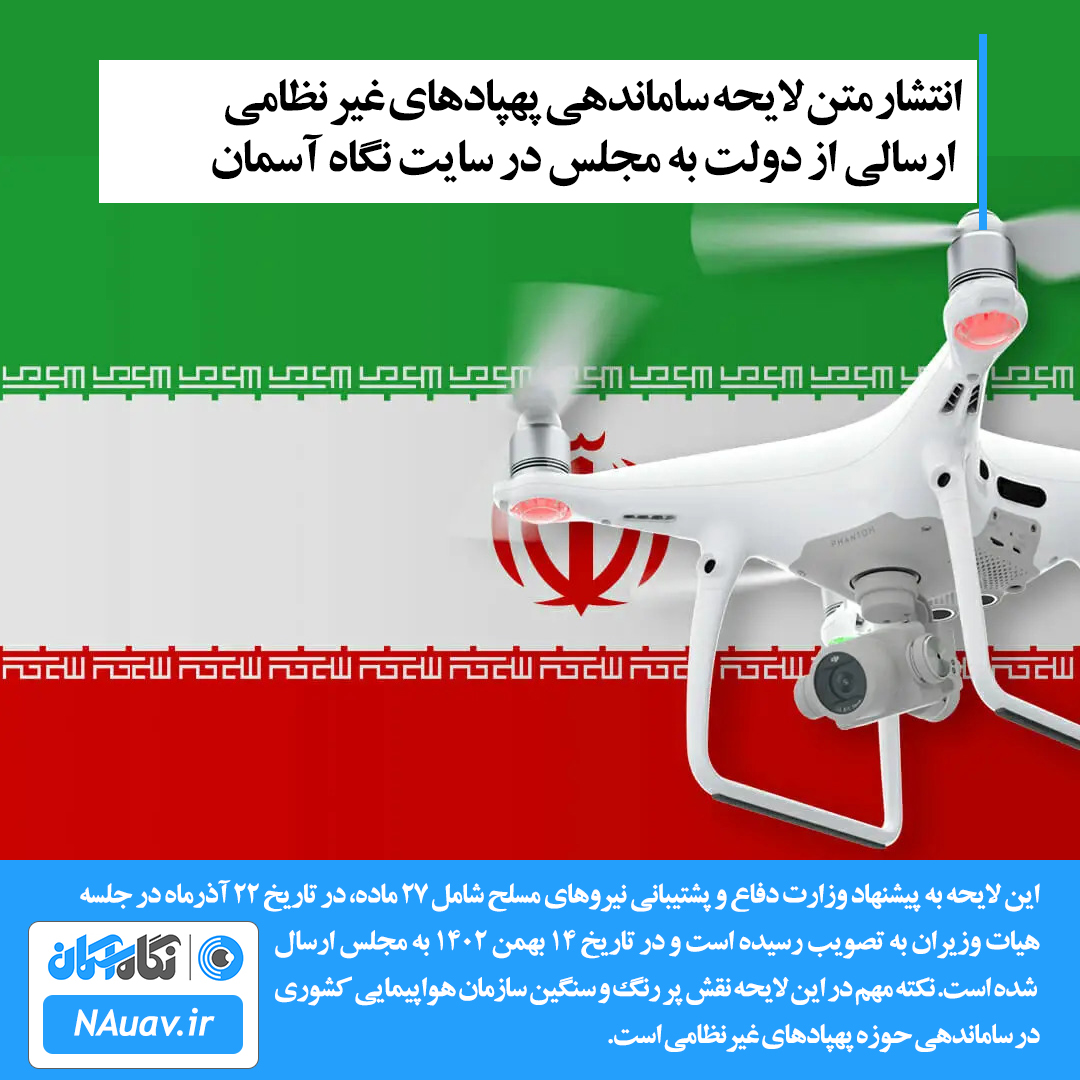 لایحه ساماندهی پهپادهای غیر نظامی دولت به مجلس