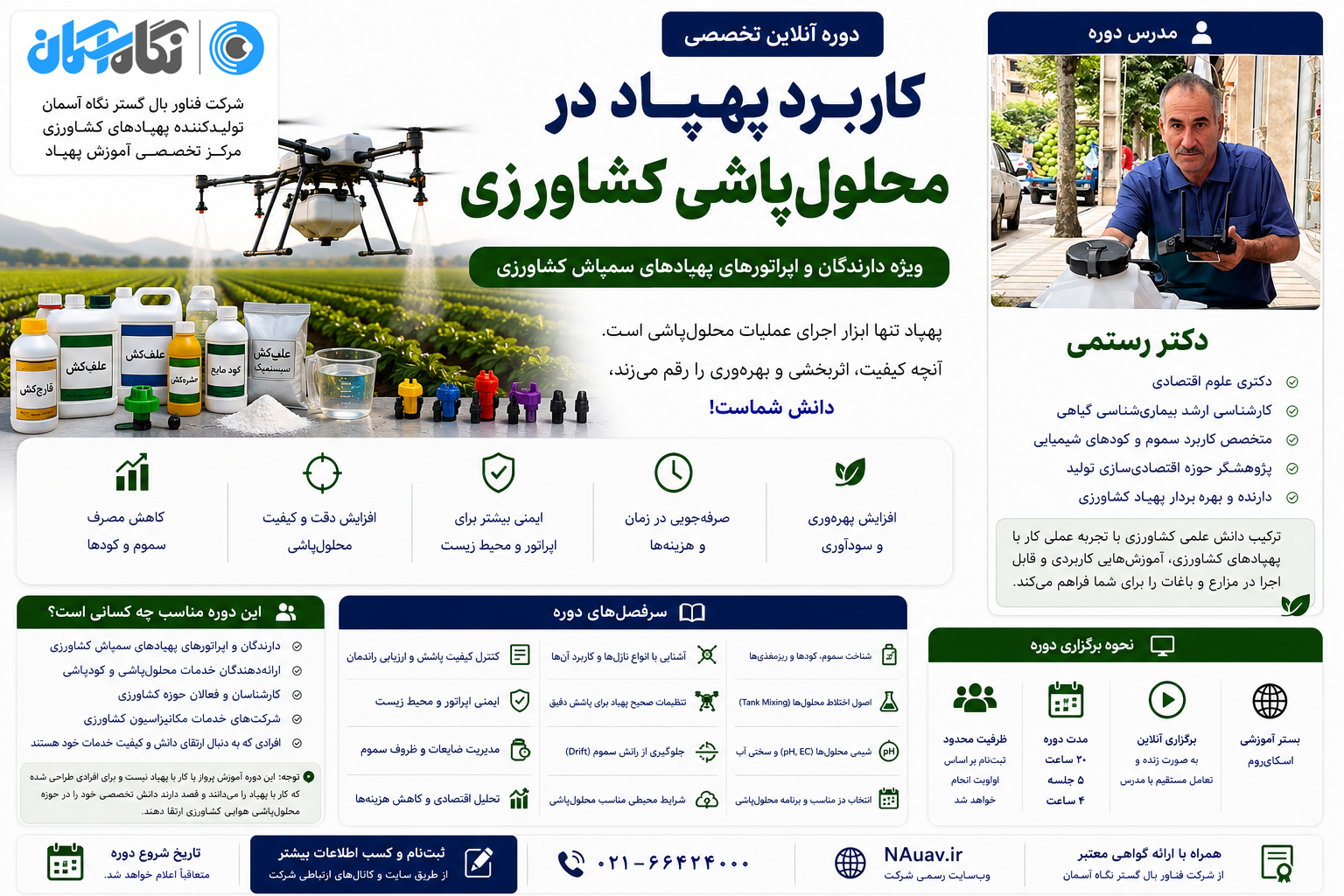 دوره آنلاین کاربرد پهپاد در محلول پاشی کشاورزی
